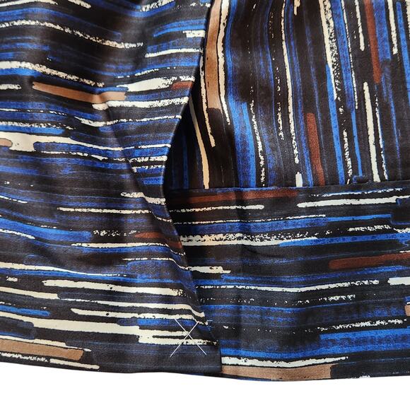 NWT Ann Taylor Skirt knee length paint brush abstract geometric blue black Sz 10 - Picture 4 of 13